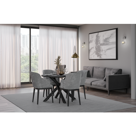 Stół okrągły 110 cm w stylu LOFT nogi pająk metal OMEGA jesion